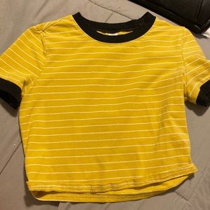 Cropped Yellow White and Black tee